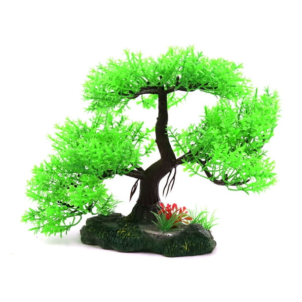 Green Plastic Aquarium Fish Tank Plant Underwater Tree Decoration