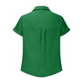 thumbnail image 6 of STETMN Women's Cotton Gauze Blouse Casual Roll Short Sleeve Shirt Collared Button Down Shirts with Pockets for Officewear, 6 of 6