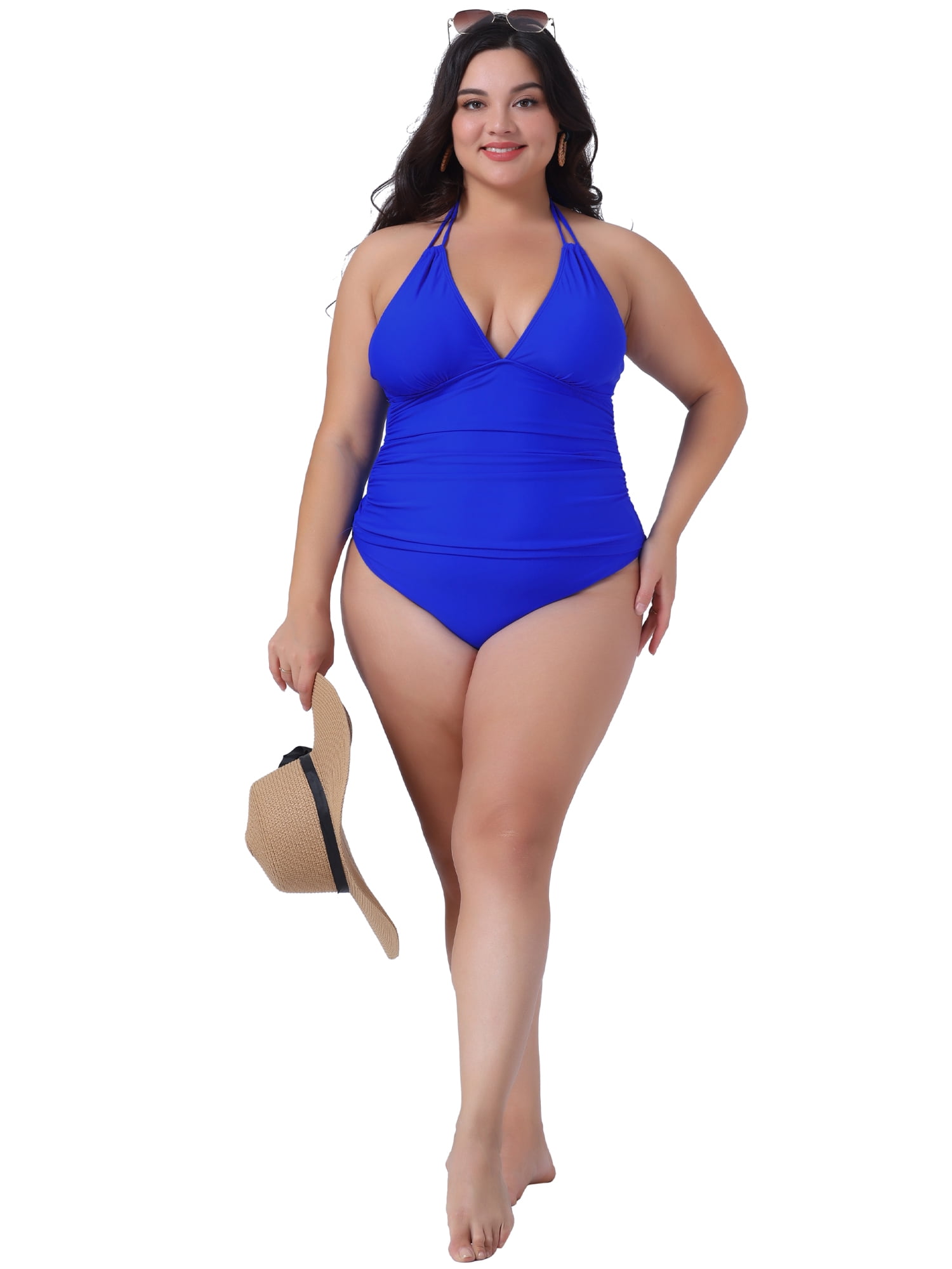 DARING DIVA Women's Plus Size Tankini Swimsuit Halter Swimdress 4X Royal Blue