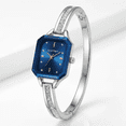 thumbnail image 2 of Ellen Tracy Women’s Silver Bracelet Watch – Elegant Octagon Blue Dial Dress Watch with Crystal Accents, Slim Bangle Style, 2 of 6