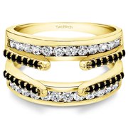 TwoBirch 0.5 Ct. Combination Cathedral and Classic Ring Guard In 10k Solid Gold and Black and White Diamonds(G,I2)