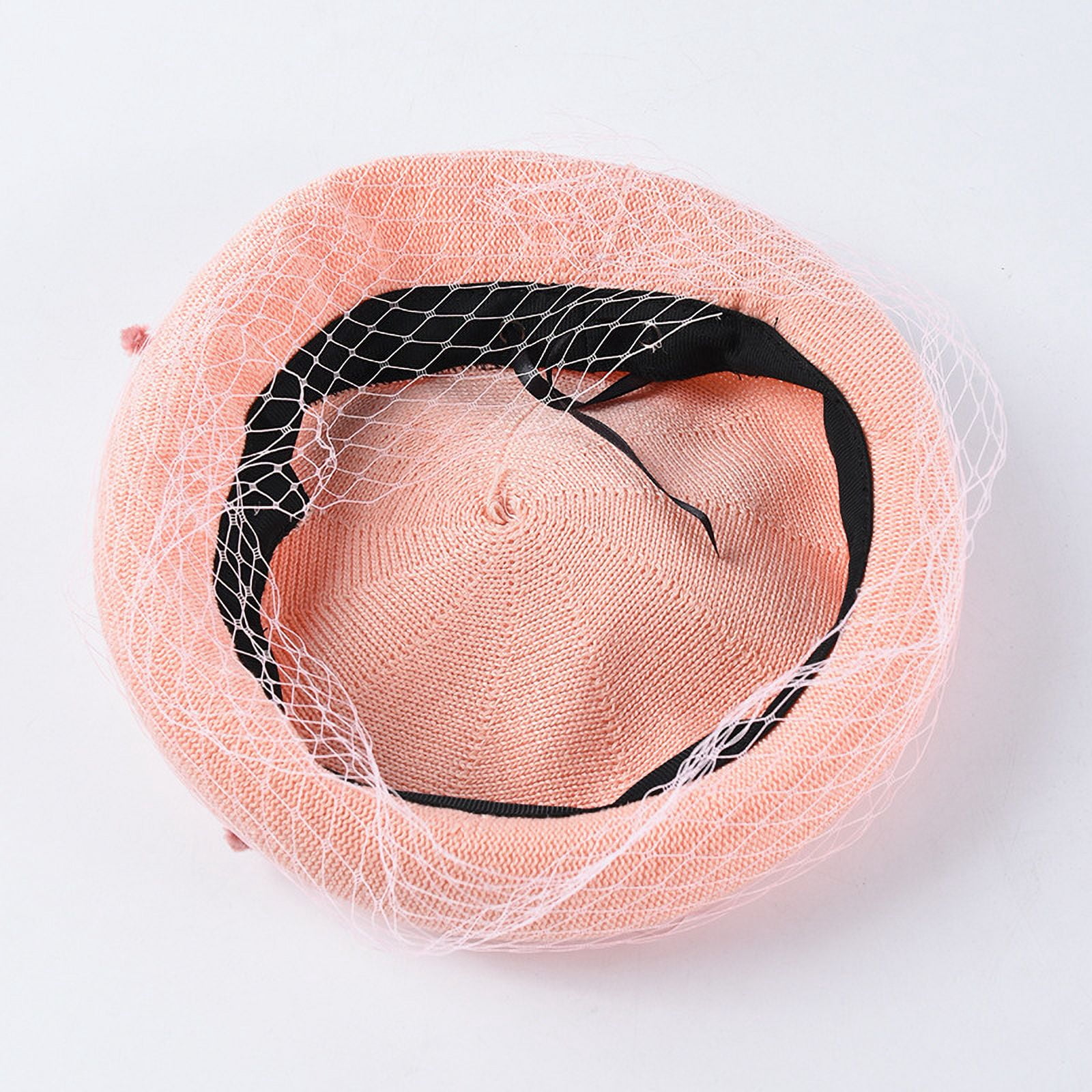 Beret Hats for Women Knit Newsboy Fiddler Cap with Veil 