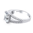 thumbnail image 3 of BERRICLE Sterling Silver Solitaire Wedding Engagement Rings 2.6 Carat Emerald Cut Cubic Zirconia CZ Cocktail Promise Split Shank Ring for Women, Rhodium Plated Size 7.5, 3 of 9