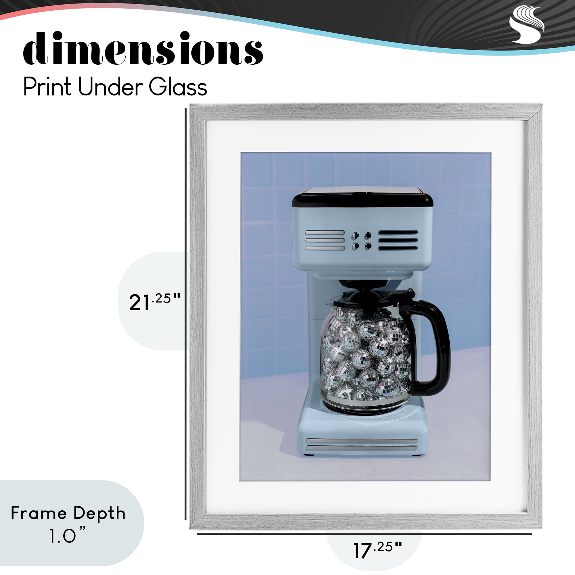 Stupell Industries Disco Coffee Maker over Blue Gray Framed Print Under Glass, design by LISH Creative