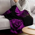 thumbnail image 3 of Purple Rose Blanket Soft Cozy Warm Throw Blanket for Couch, Plush Fuzzy Flannel Fleece Blankets for Sofa, Vintage Abstract Garden Flower Floral Black Bed Blankets Lightweight Gifts for Women, 40"x50", 3 of 9