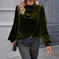 thumbnail image 5 of Tqcoqu Women's Mock Turtleneck Velvet Top,Long Sleeve 2026 Fall Velour Shirts,Trendy Loose Dressy Casual Blouse Daily Wear, 5 of 8