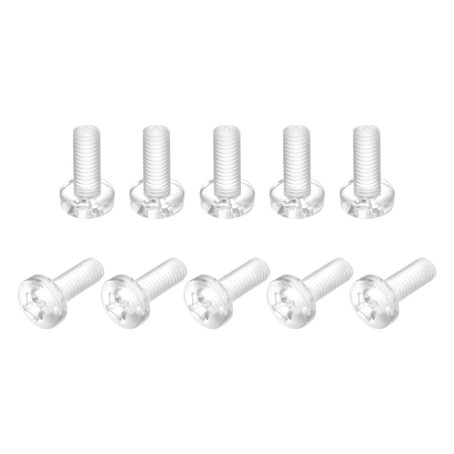 Unique Bargains M6x16mm Plastic Phillips Bolts PC Pan Head Machine Screws Transparent 20 Pack