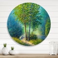 thumbnail image 2 of Designart 'Three Vibrant Green Trees By The River' Lake House Circle Metal Wall Art 23x23 - Disc of 23, 2 of 5