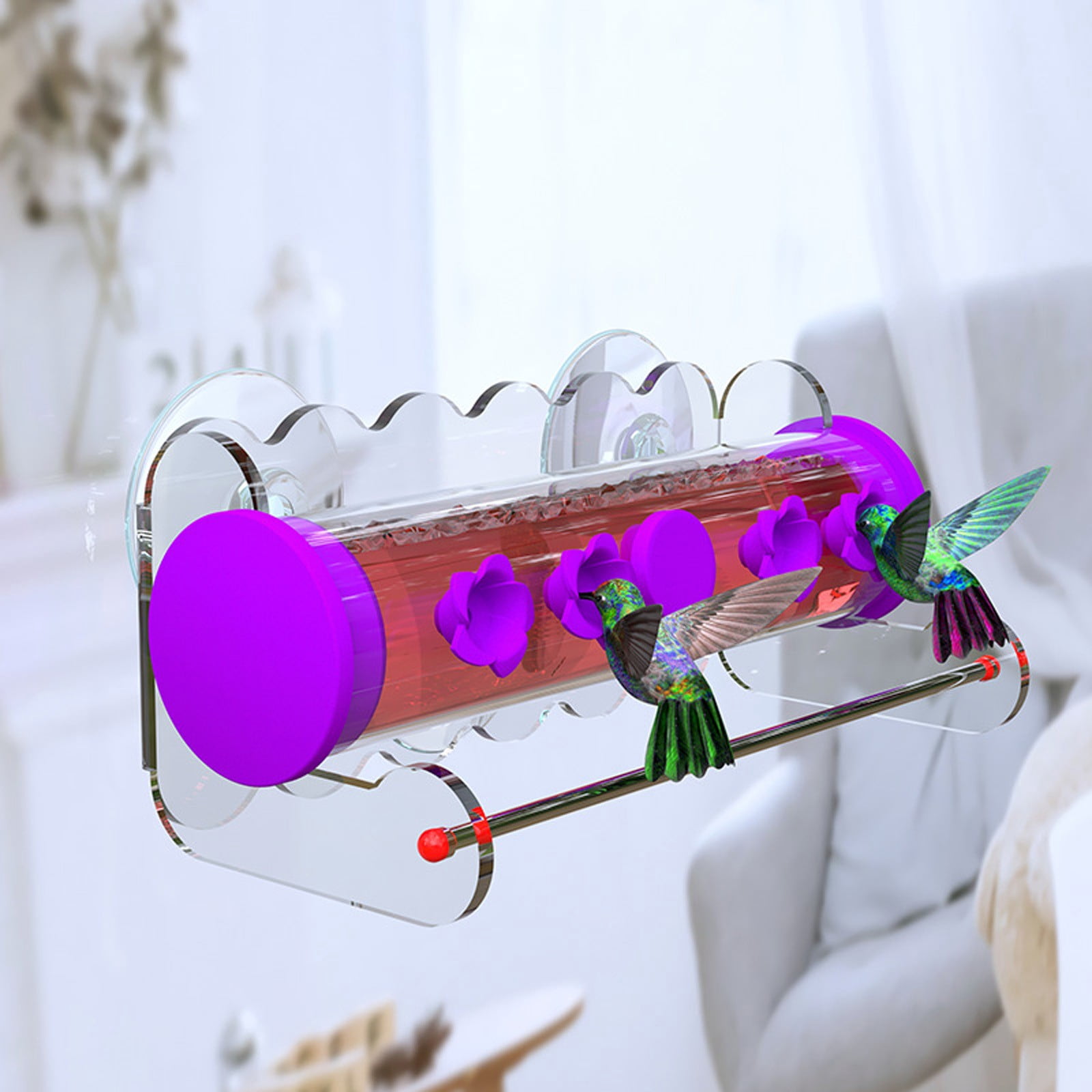 Clear Window Bird Feeder with Strong Suction Cups, Hummingbird Feeder for Outdoors, Transparent, Easy View, Hummingbird Foraging Device, Outside Window Feeder(MulticolorA)