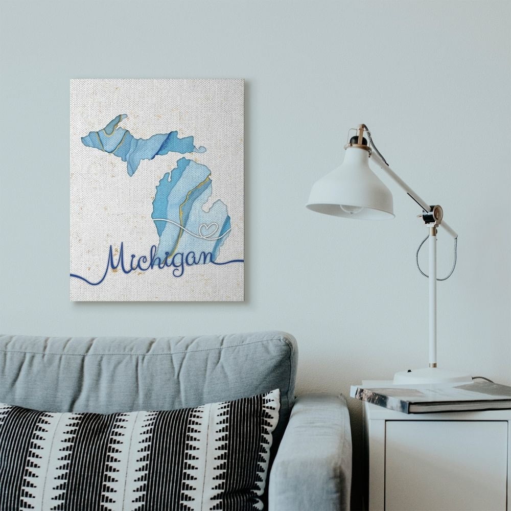 Stupell Industries Michigan Agate Blue US State Design Canvas Wall Art by Ziwei Li