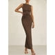 thumbnail image 5 of Vestido midi PRETTYGARDEN 2025, verano, sin mangas, fruncido, café, 5 of 9