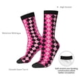 thumbnail image 4 of Zufioo pink and black argyle Thigh High Socks,Knee High Socks For Women and men,Over the Calf Tube Socks.Athletic Socks, 4 of 6