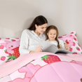 thumbnail image 5 of Manfei Cartoon Axolotl Queen Comforter Set,Kawaii Strawberry Bedding Sets,Pink Red White Bedding Comforter Set For Girls,Luxury Bedroom Decor Reversible,3pcs, 5 of 8