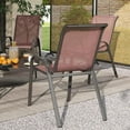 thumbnail image 4 of Topcobe Set of 4 Outdoor Dining Chairs, Stackable Patio Chairs with High Back, Breathable Mesh Seat for Garden Lawn, Modern Furniture for Outdoor, Brown, 4 of 11