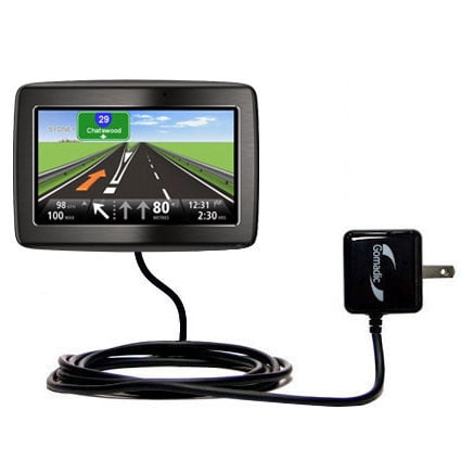 Gomadic Intelligent Compact AC Home Wall Charger suitable for the TomTom VIA 1405 - High output power with a convenient, foldable plug design - Uses T