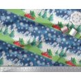 thumbnail image 3 of Soimoi Blue Modal Satin Fabric Car & Pine Tree Nature Decor Fabric Printed Yard 42 Inch Wide, 3 of 5