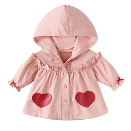 

B91xZ Baby Girl Clothes Children Kids Toddler Infant Baby Girls Long Sleeve Ruffled Print Rain Jacket Coat Outer Teen Girl Winter Jackets Pink 3-4 Years