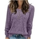 thumbnail image 2 of Suéter de cuello redondo para mujer, informal, liso, de invierno, de manga larga, con botones, de punto cepillado, holgado, para mujer, 2 of 7