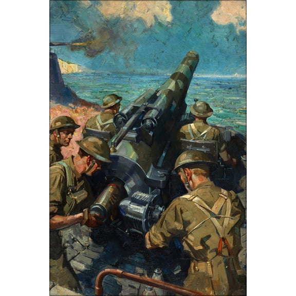 24"x36" Gallery Poster, Coastal battery scene by terence cuneo