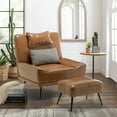 thumbnail image 2 of Andeworld Accent Chair with Ottoman,Living Room Chair with Pillow,Upholstered Armchair for Living Room, Comfy Reading Chair for Bedroom(Brown), 2 of 6