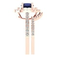 thumbnail image 3 of 1.8 ct Brilliant Round Cut Blue Sapphire 18K Rose Gold Halo Solitaire with Accents Engagement Bridal Wedding Ring Band Set size 8, 3 of 7
