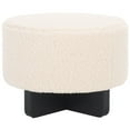 thumbnail image 5 of SAFAVIEH Alistair Modern Faux Shearling Ottoman, Off White/Black, 5 of 10