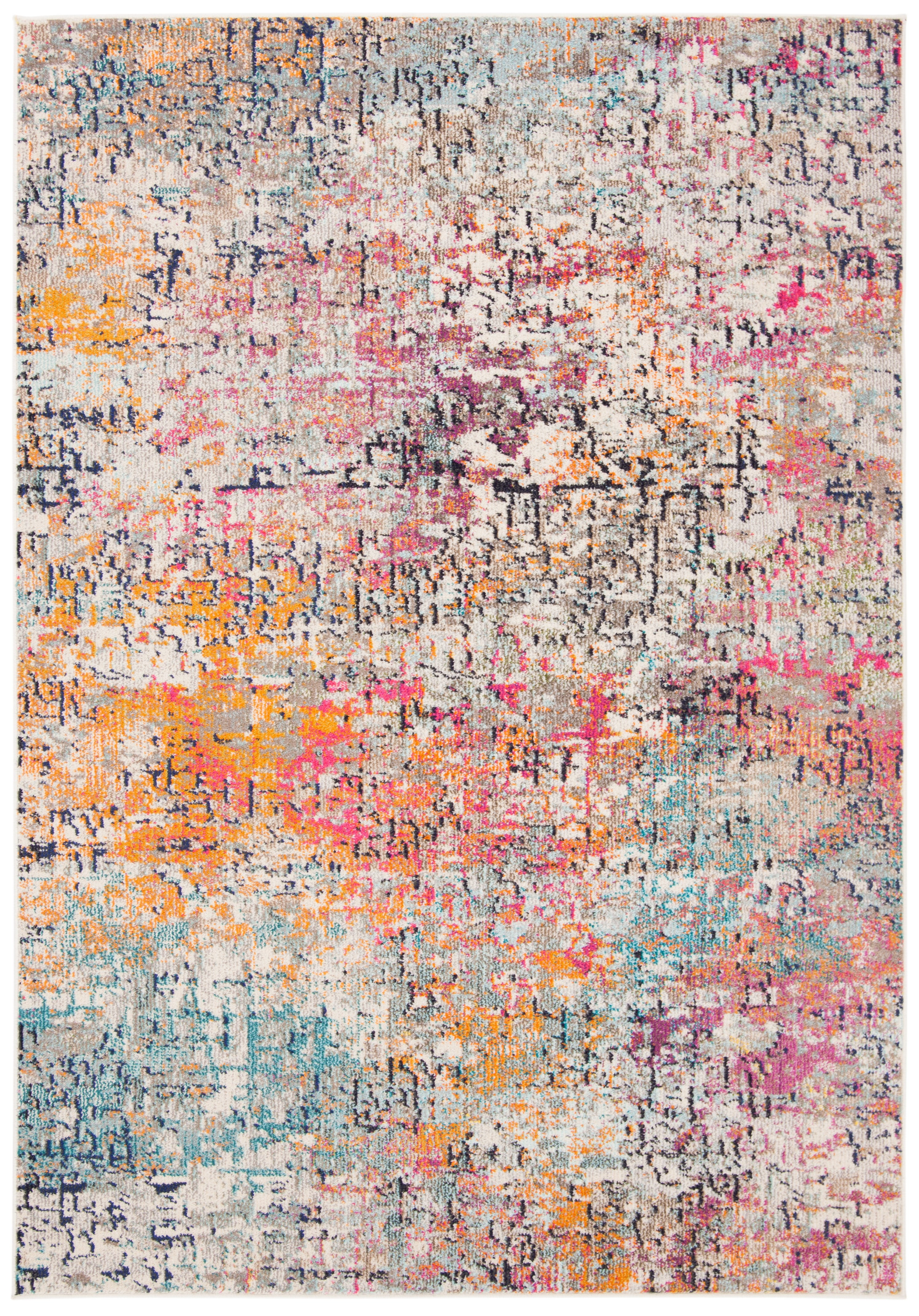 SAFAVIEH Madison Kebo Abstract Area Rug, Grey/Pink, 3' x 5' - Modern Design, Grey & Pink, Ideal for Living Room, Bedroom, Dining Space, Entryway, Bathroom, Bedside