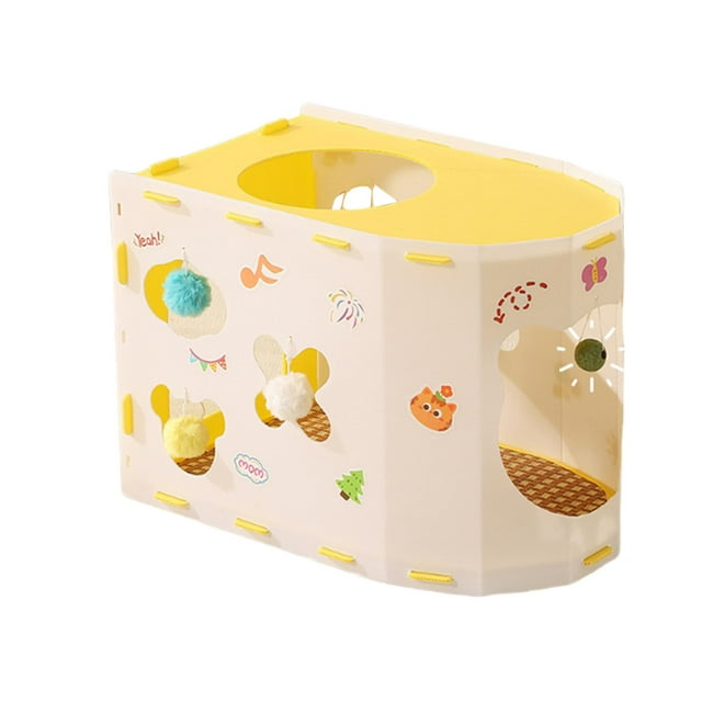 Casa para gatos transpirable con pegatinas para gatos de interior. Amarillo