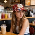 thumbnail image 5 of 250 Anniversary USA Hat 250Th Birthday 1776-2026 Embroidered Distressed Denim Cap Adjustable Baseball Cap for Women Men #04 Red, 20x18x3 cm, 5 of 6