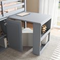 thumbnail image 4 of Twin Size Low Loft Bed with Pulling-Out Desk and Storage Cabinets, Multiple Functions Wooden Loft Bed Frame with Storage Shelves and Drawers for Teens Boys Girls, Grey, 4 of 8
