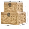 thumbnail image 3 of DecMode Handmade Woven Rattan Brown Rattan Decorative Box with Glass Tops and Bronze Latches, 2 Count, 3 of 15