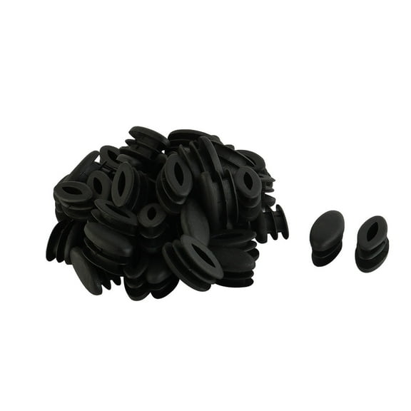 Uxcell Table Feet Plastic Oval Design Tube Pipe Insert End Cap Black 15mm x 30mm 50 Pcs