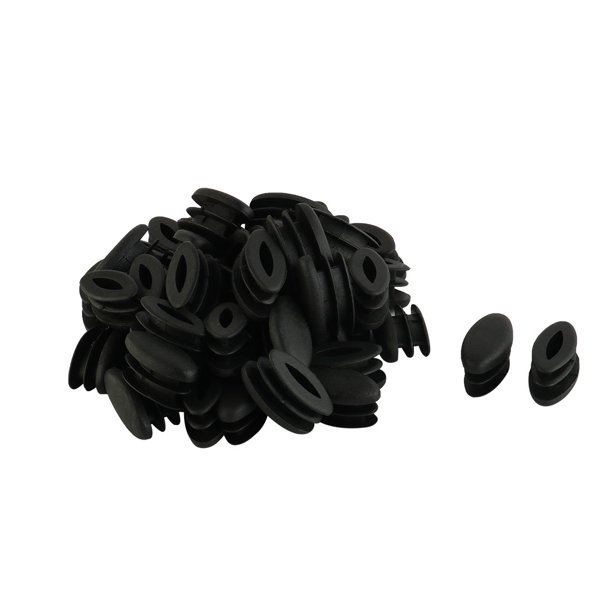 Tapa de extremo de tubo de diseño ovalado de plástico Uxcell para patas de mesa negra 15mm x 30mm 50 Pcs