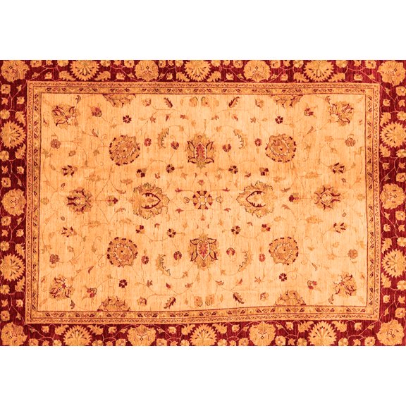 Ahgly Company Indoor Rectangle Oriental Orange Traditional Area Rugs, 5' x 7'