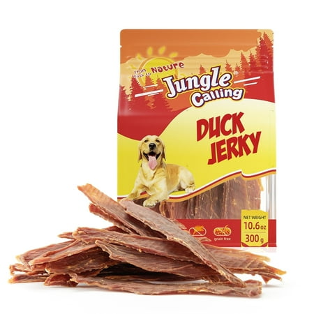 Jungle Calling Natural Dog Treats Duck Jerky Slow Roasted Snacks for Medium Large Dogs Chewy Treats