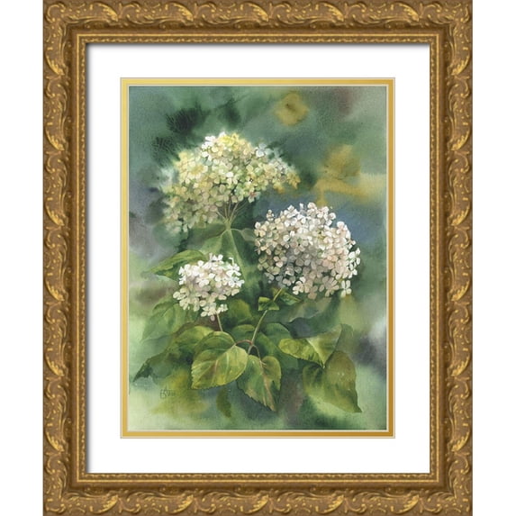 Besedina, Anastasiia 15x18 Gold Ornate Wood Framed with Double Matting Museum Art Print Titled - White Hydrangeas