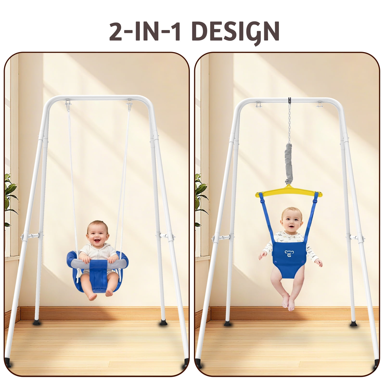 G TALECO GEAR 2-in-1 Baby Jumper and Swing, Indoor&Outdoor Baby Swing for 6-24 Months Infant Toddler, Blue