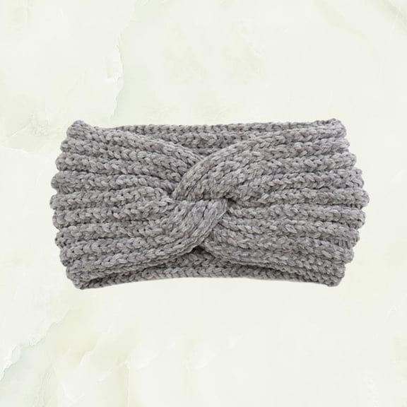 Raindrops Grey Knitted Sports Headband Warm Cross Hair Hoop for Exercise and Outdoor Activities
