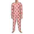 thumbnail image 3 of Fuzoiu Strawberries Print Men's Long-Sleeved Pajama,Lounge Button Down Nightwear,Mens Notch Collar Pajama Set -XX-Large, 3 of 7