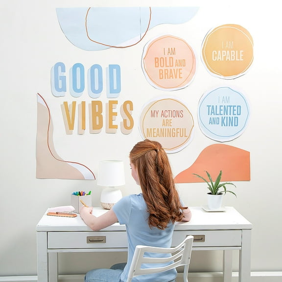 Good Vibes Motivational Teen Cardstock Wall Mural Set - 17 Pc.
