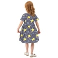 thumbnail image 4 of Cloud Star Pattern Girls Short Sleeve Dress A Line Sun Protection Breathable Comfort Sundress 7-8T, 4 of 8