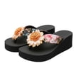 thumbnail image 2 of RotHome Women's Platform Flip Flops Floral Flower Sandals Comfortable Wedge Thong Sandals Summer Beach Shoes With Thick Sole Casual Fashion Footwear, 2 of 9