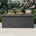 thumbnail image 2 of Uforic Outdoor 120 Gallon Large Resin Deck Box, Outdoor Storage Boxes with X-Shaped Front, for Patio Garden, Waterproof & Lockable, Dark Gray, 2 of 9