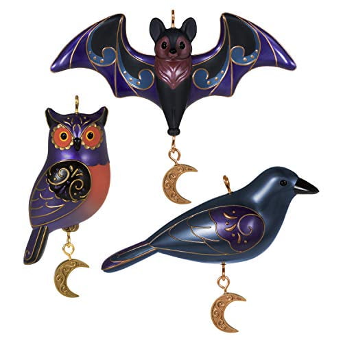 Hallmark Keepsake Outdoor Halloween Ornaments 2020 Set of 3 Spooky Birds and Bat