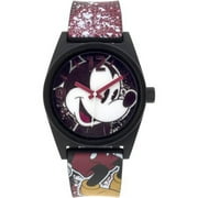 Mickey Mouse Black Case Character-Printed Dial Analog Watch, Printed Art Strap