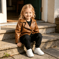 thumbnail image 5 of GYRATEDREAM Toddler Girls Faux Leather Motorcycle Jacket Lapel Zip Up Biker Coat Kids Fall Outerwear, 2-8Y, 5 of 7