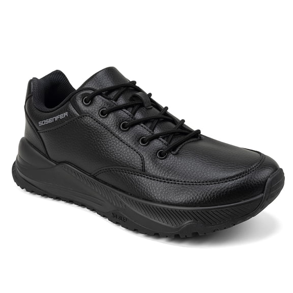 Sosenfer Men's Non Slip Work Shoes,Wide Toe Box Soft Toe Support Shoe,Black,Size 10