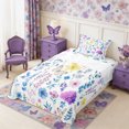 thumbnail image 3 of Manfei Botanical Flower Butterfly Twin Sheets 3pcs,Spring Garden Bedding,1 Flat Sheet,1 Fitted Sheet and 1 Pillowcase, 3 of 6