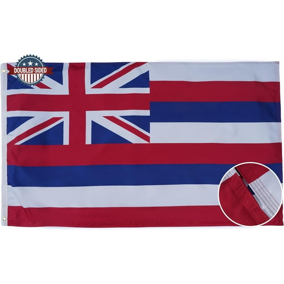Hawaii State Flag 3x5 Double Sided and 3 Ply Hawaii State State Flags Heavy Duty for Outdoor with 2 Brass Grommets 4 Stitching Rows Heavy Duty Nylon , Vivid Color