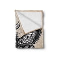 thumbnail image 2 of Fantasy Soft Flannel Fleece Throw Blanket, Dead Head Hawk Moth Luna and Stone Magic Skull Illustration, Cozy Plush for Indoor and Outdoor Use, 60" x 80", White Black and Cream, by Ambesonne, 2 of 6